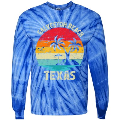 Family Vacation Vintage Retro Texas Galveston Beach Funny Gift Tie-Dye Long Sleeve Shirt