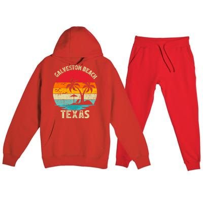 Family Vacation Vintage Retro Texas Galveston Beach Funny Gift Premium Hooded Sweatsuit Set