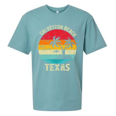 Family Vacation Vintage Retro Texas Galveston Beach Funny Gift Sueded Cloud Jersey T-Shirt