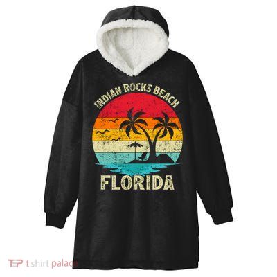 Family Vacation Vintage Retro Florida Indian Rocks Beach Gift Hooded Wearable Blanket