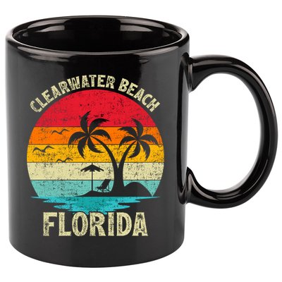 Family Vacation Vintage Retro Florida Clearwater Beach Cute Gift 11oz C Handle Ceramic Mug