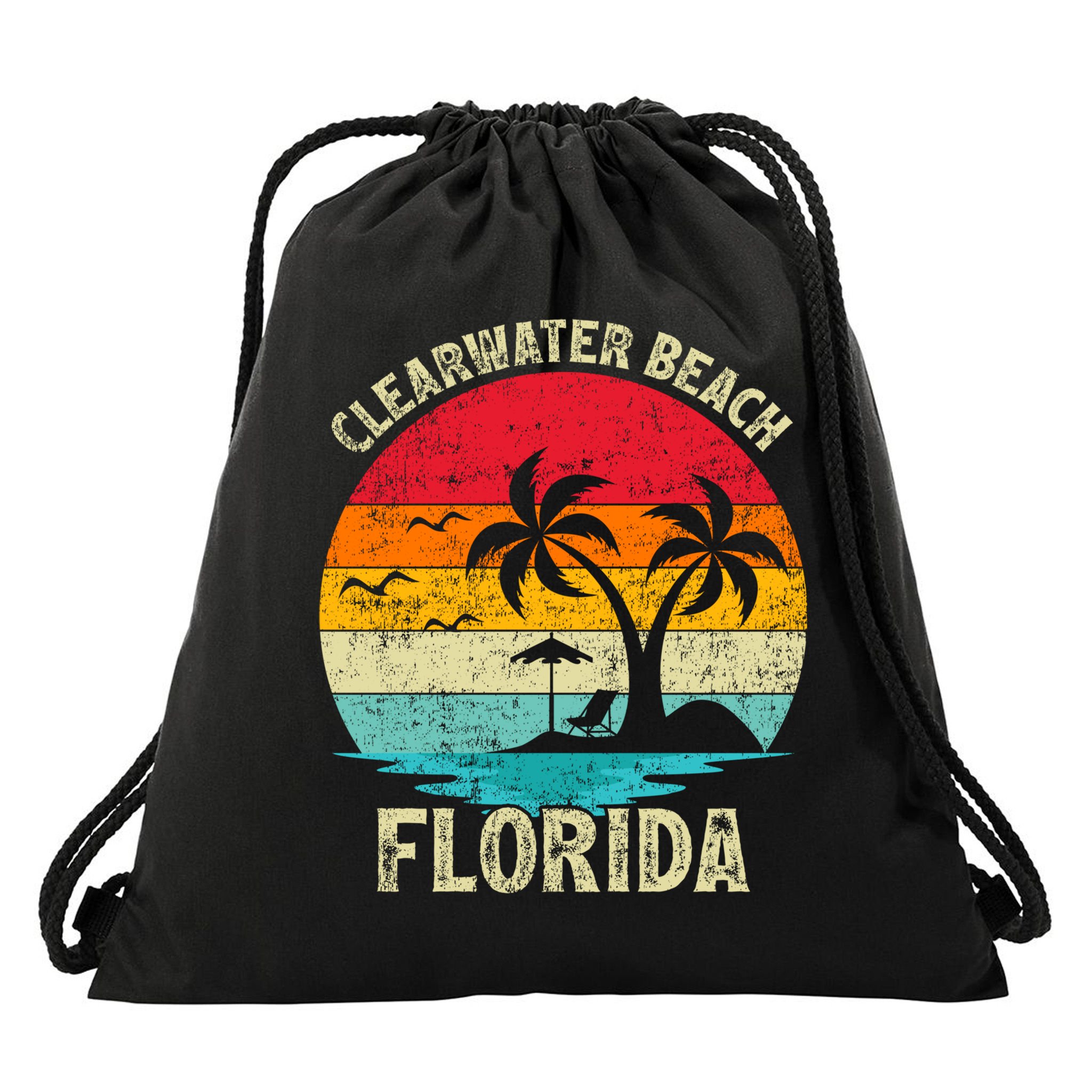 Family Vacation Vintage Retro Florida Clearwater Beach Cute Gift Drawstring Bag
