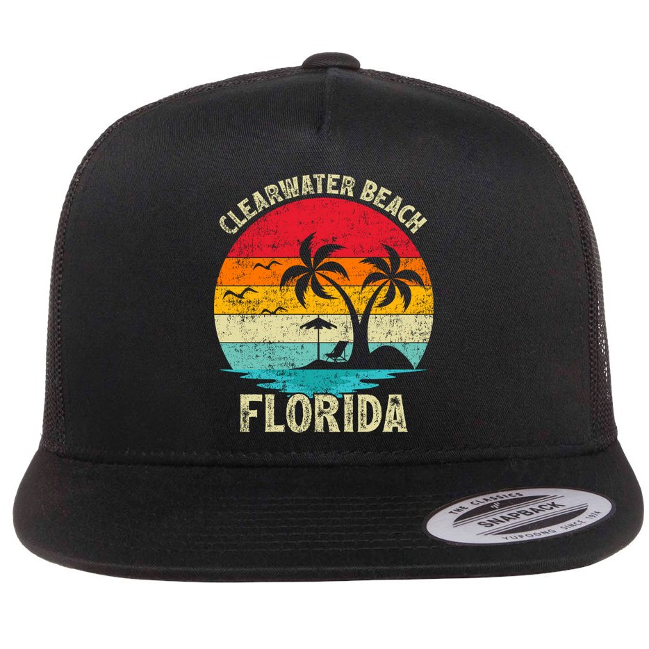 Family Vacation Vintage Retro Florida Clearwater Beach Cute Gift Flat Bill Trucker Hat