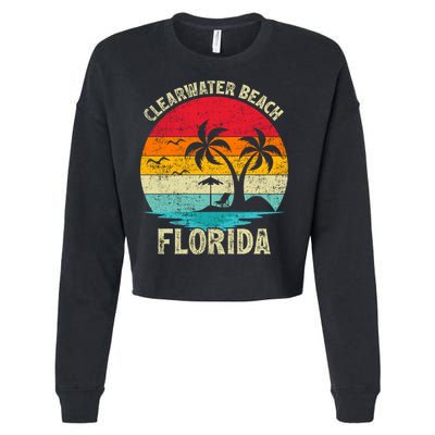 Family Vacation Vintage Retro Florida Clearwater Beach Cute Gift Cropped Pullover Crew
