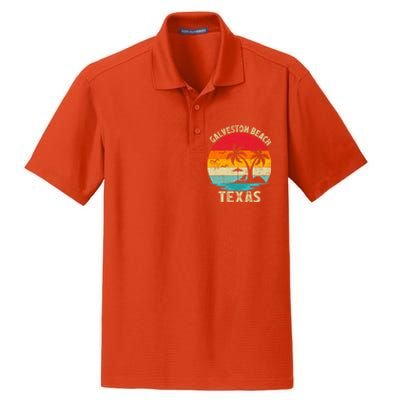 Family Vacation Vintage Retro Texas Galveston Beach Cute Gift Dry Zone Grid Polo