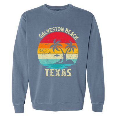 Family Vacation Vintage Retro Texas Galveston Beach Cute Gift Garment-Dyed Sweatshirt