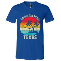 Family Vacation Vintage Retro Texas Galveston Beach Cute Gift V-Neck T-Shirt