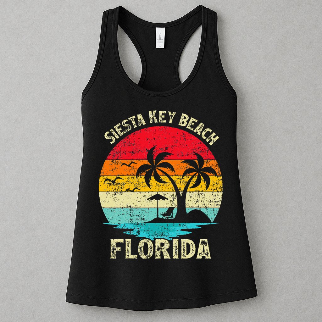 Family Vacation Vintage Retro Florida Siesta Key Beach Womens Tank Top