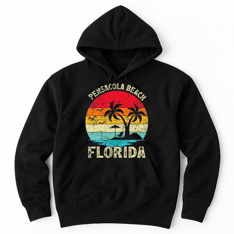 Family Vacation Vintage Retro Florida Pensacola Beach Hoodie