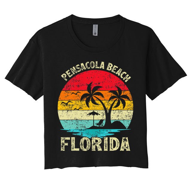 Family Vacation Vintage Retro Florida Pensacola Beach Crop Top