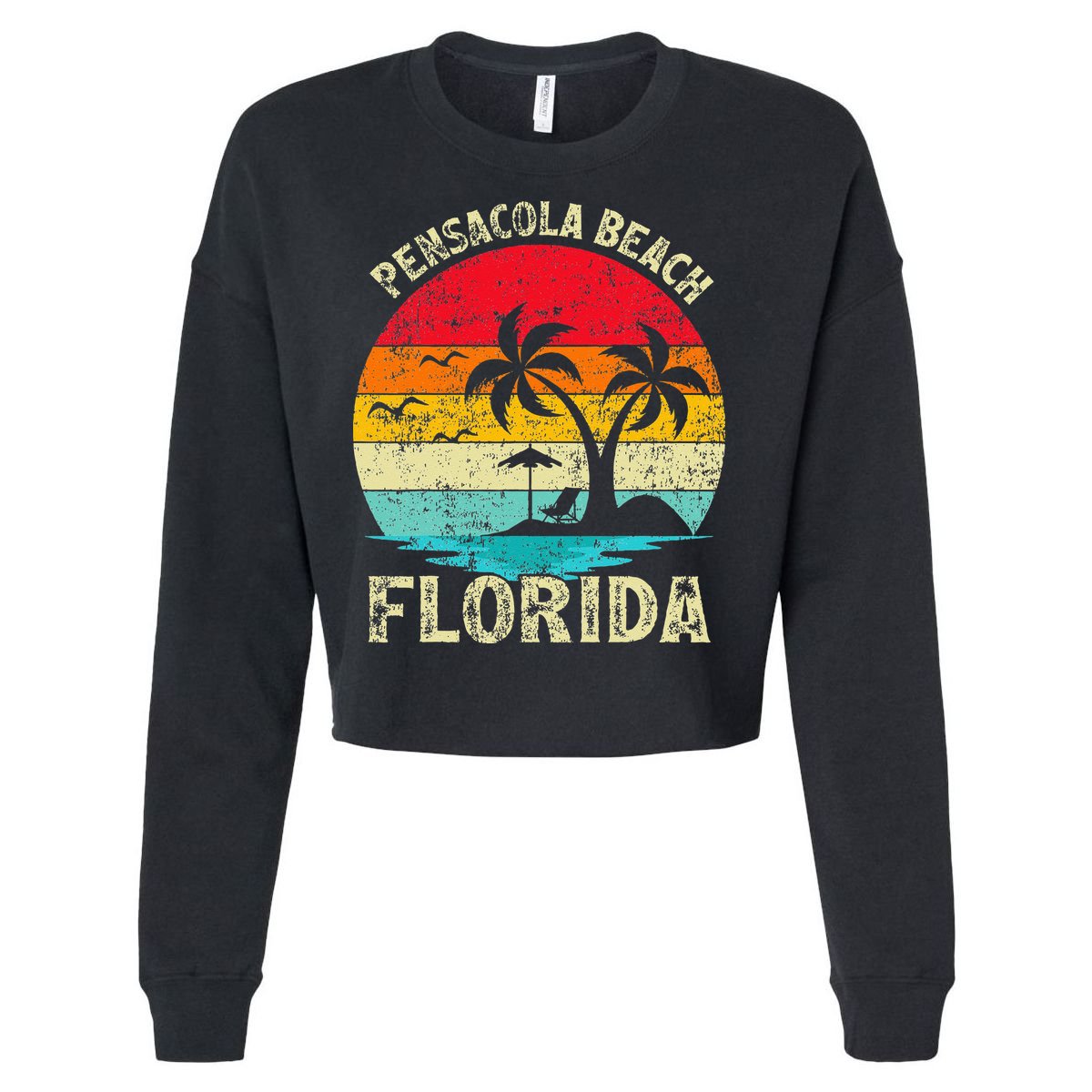 Family Vacation Vintage Retro Florida Pensacola Beach Cropped Pullover Crew