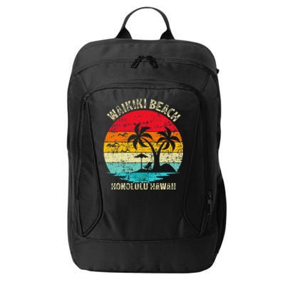 Family Vacation Vintage Retro Honolulu Hawaii Waikiki Beach City Backpack