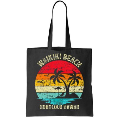 Family Vacation Vintage Retro Honolulu Hawaii Waikiki Beach Tote Bag