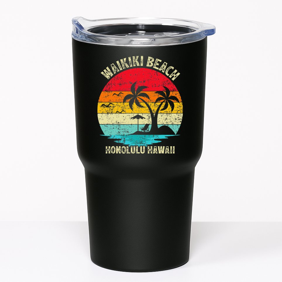 Family Vacation Vintage Retro Honolulu Hawaii Waikiki Beach Tumbler