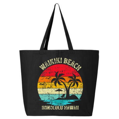 Family Vacation Vintage Retro Honolulu Hawaii Waikiki Beach 25L Jumbo Tote