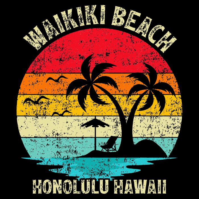 Family Vacation Vintage Retro Honolulu Hawaii Waikiki Beach Womens Tank Top
