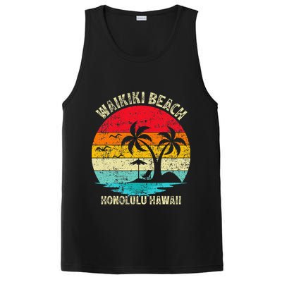 Family Vacation Vintage Retro Honolulu Hawaii Waikiki Beach PosiCharge Competitor Tank