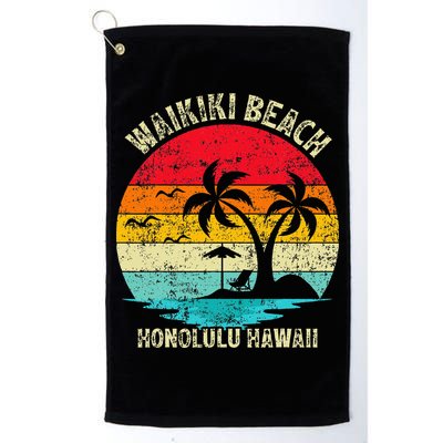 Family Vacation Vintage Retro Honolulu Hawaii Waikiki Beach Golf Towel