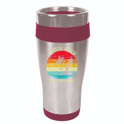 Family Vacation Vintage Retro Honolulu Hawaii Waikiki Beach 16oz Travel Tumbler