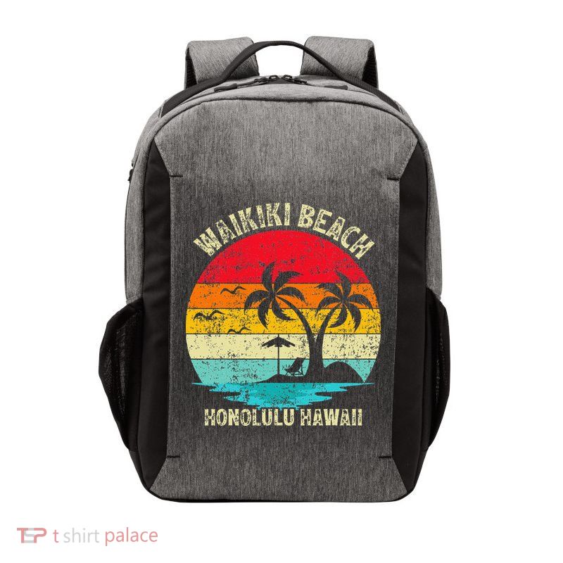 Family Vacation Vintage Retro Honolulu Hawaii Waikiki Beach Vector Backpack