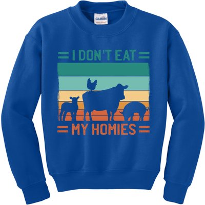 Funny Vegan Vegetarian I Don't Eat My Homies Gift Kids Sweatshirt