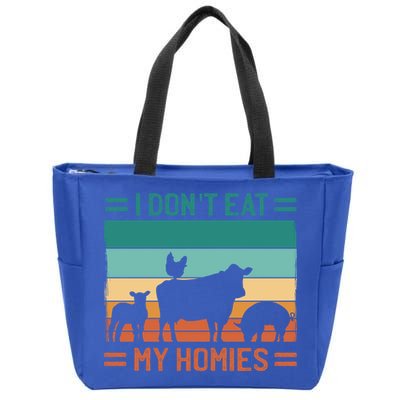 Funny Vegan Vegetarian I Don't Eat My Homies Gift Zip Tote Bag