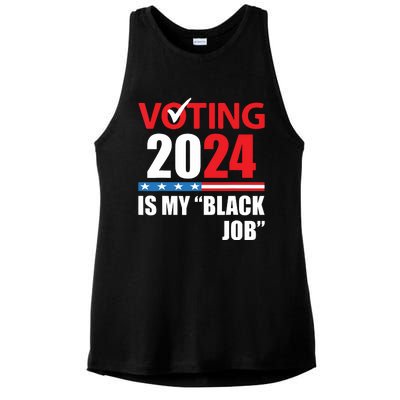 Funny Vintage Voting Is My Black Job 2024 Election Ladies PosiCharge Tri-Blend Wicking Tank