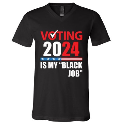 Funny Vintage Voting Is My Black Job 2024 Election V-Neck T-Shirt