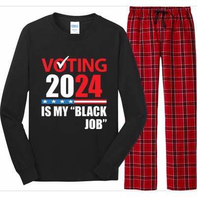 Funny Vintage Voting Is My Black Job 2024 Election Long Sleeve Pajama Set