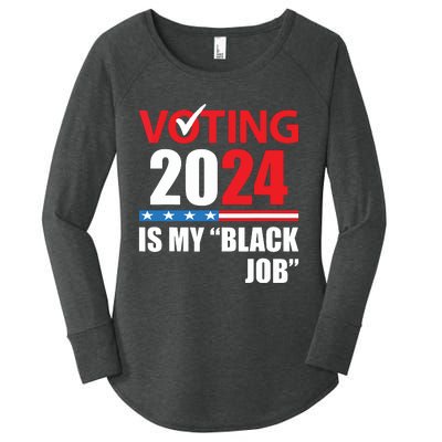 Funny Vintage Voting Is My Black Job 2024 Election Women's Perfect Tri Tunic Long Sleeve Shirt