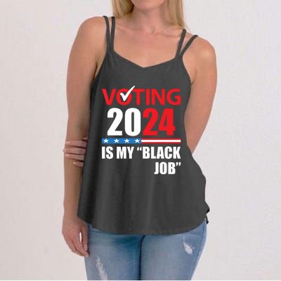 Funny Vintage Voting Is My Black Job 2024 Election Women's Strappy Tank