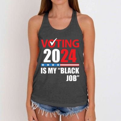 Funny Vintage Voting Is My Black Job 2024 Election Women's Knotted Racerback Tank