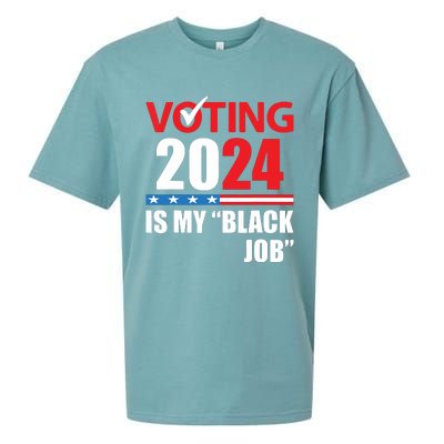 Funny Vintage Voting Is My Black Job 2024 Election Sueded Cloud Jersey T-Shirt