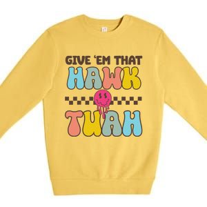 Funny Viral Video Western Country Accent Hawk Tush Meme Premium Crewneck Sweatshirt