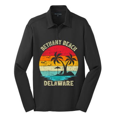 Family Vacation Vintage Retro Delaware Bethany Beach Gift Silk Touch Performance Long Sleeve Polo