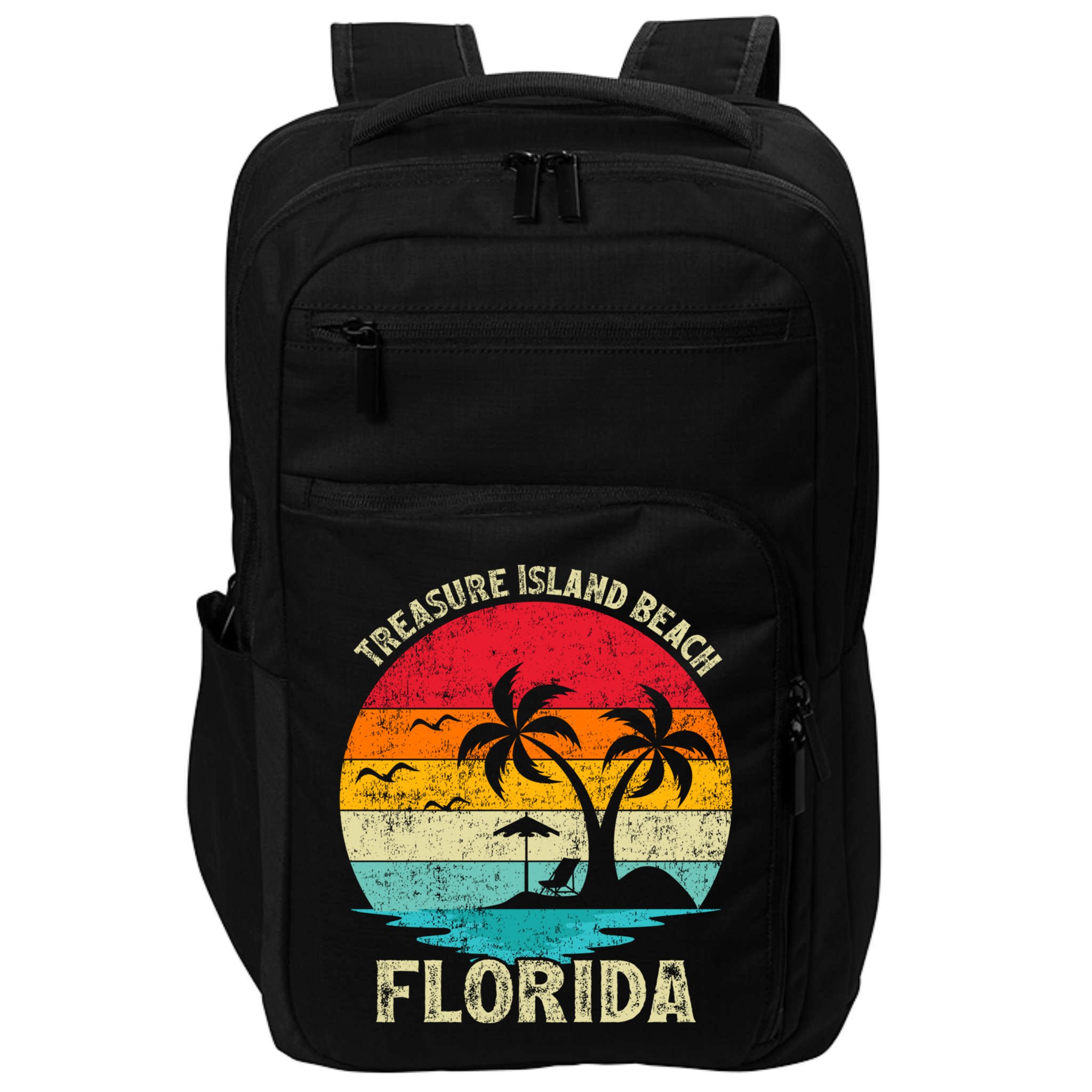 Family Vacation Vintage Retro Florida Treasure Island Beach Cute Gift Impact Tech Backpack