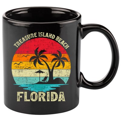 Family Vacation Vintage Retro Florida Treasure Island Beach Cute Gift 11oz C Handle Ceramic Mug