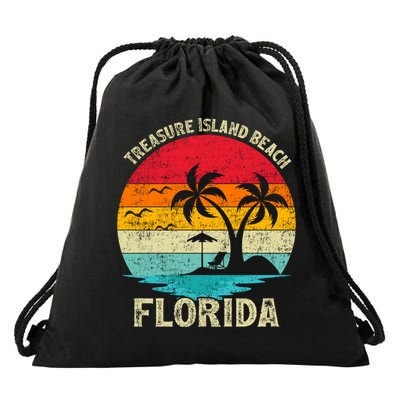 Family Vacation Vintage Retro Florida Treasure Island Beach Cute Gift Drawstring Bag