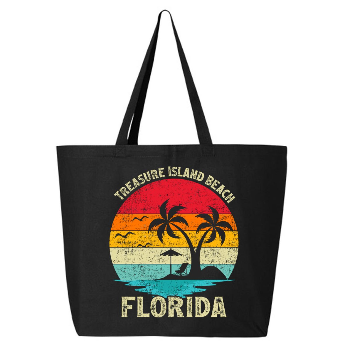 Family Vacation Vintage Retro Florida Treasure Island Beach Cute Gift 25L Jumbo Tote