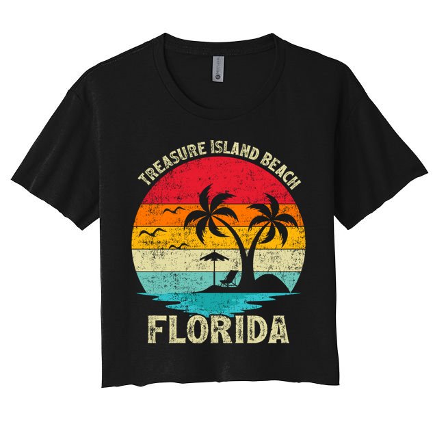 Family Vacation Vintage Retro Florida Treasure Island Beach Cute Gift Crop Top