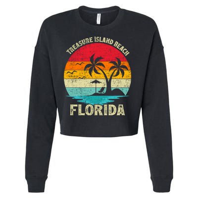Family Vacation Vintage Retro Florida Treasure Island Beach Cute Gift Cropped Pullover Crew