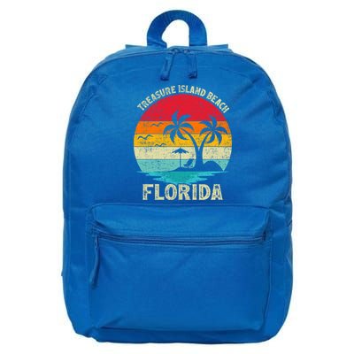 Family Vacation Vintage Retro Florida Treasure Island Beach Cute Gift 16 in Basic Backpack