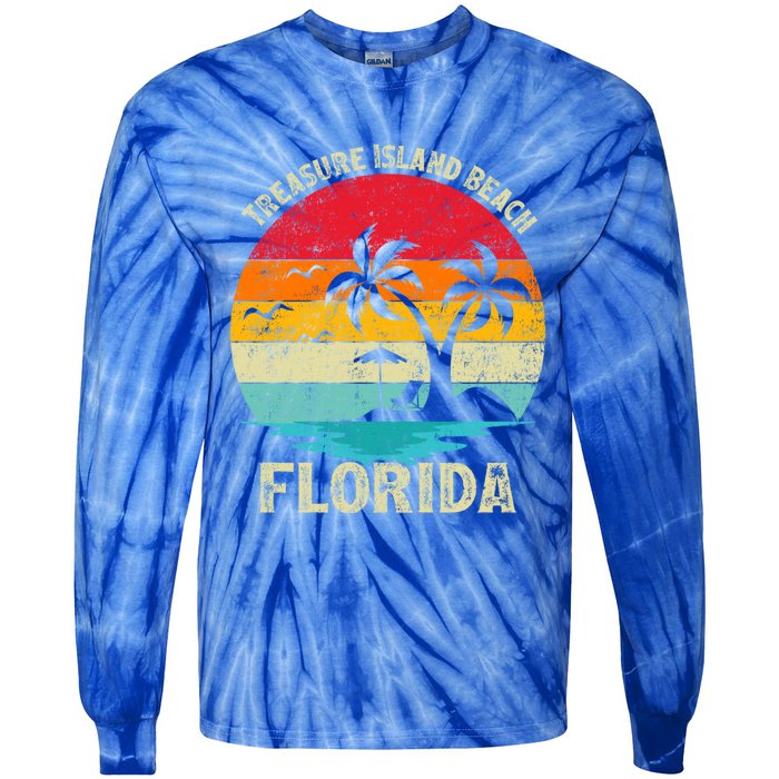 Family Vacation Vintage Retro Florida Treasure Island Beach Cute Gift Tie-Dye Long Sleeve Shirt