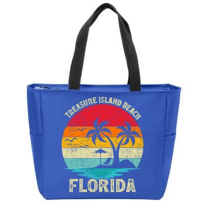 Family Vacation Vintage Retro Florida Treasure Island Beach Cute Gift Zip Tote Bag