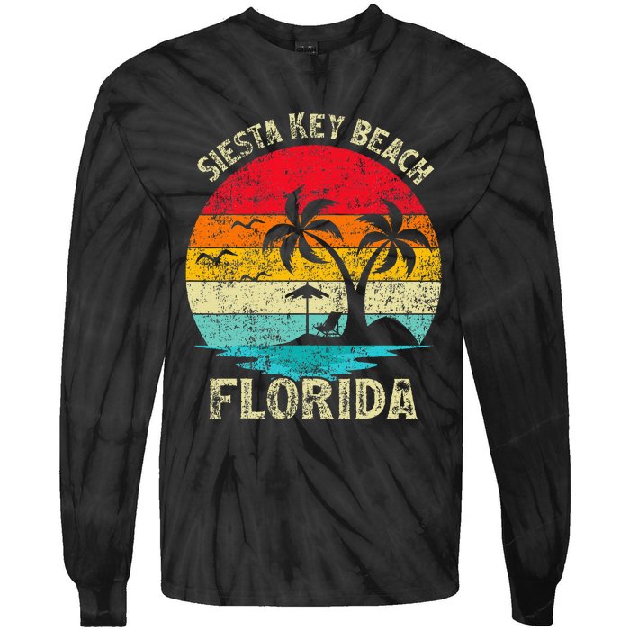 Family Vacation Vintage Retro Florida Siesta Key Beach Tie-Dye Long Sleeve Shirt