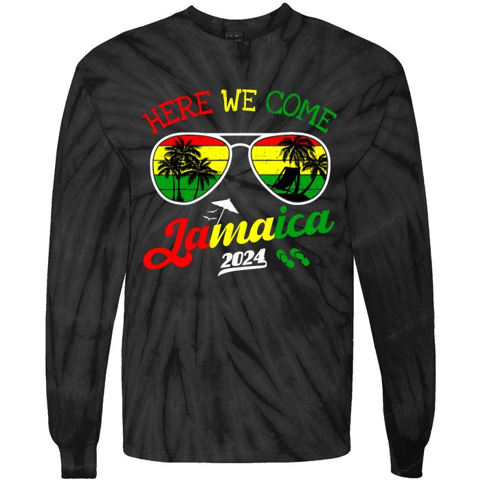 Family Vacation Vacay Girl Trip Jamaica Here We Come 2024 Tie-Dye Long Sleeve Shirt