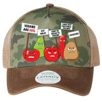 Funny Vegan Vegetables Fruits Protesting Against Vegans Legacy Tie Dye Trucker Hat