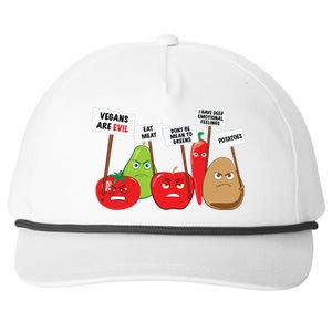 Funny Vegan Vegetables Fruits Protesting Against Vegans Snapback Five-Panel Rope Hat