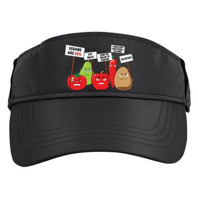 Funny Vegan Vegetables Fruits Protesting Against Vegans Adult Drive Performance Visor