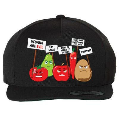 Funny Vegan Vegetables Fruits Protesting Against Vegans Wool Snapback Cap